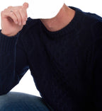 Balldiri 100% Kaschmir Herren Zopfpullover rundhals 12 - fädig - nachtblau - Balldiri