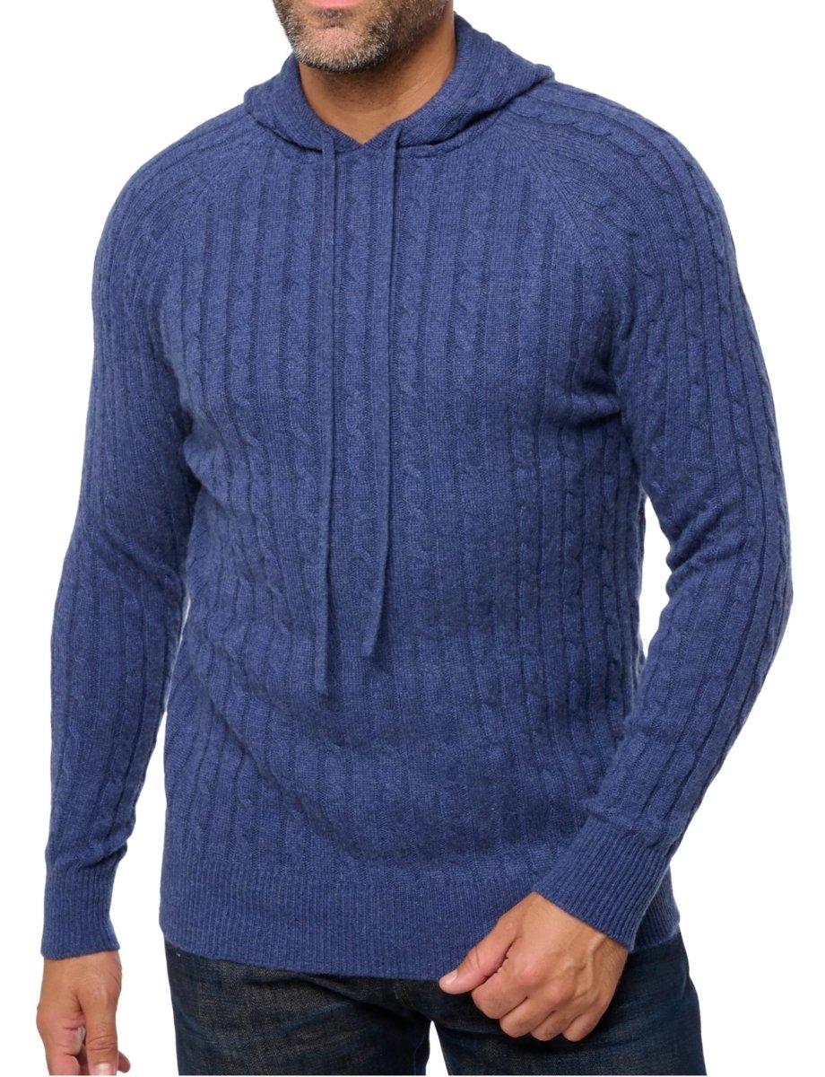 Balldiri 100% Kaschmir Hoodie Herren Kapuzenpullover 4 - fädig - indigo - Balldiri