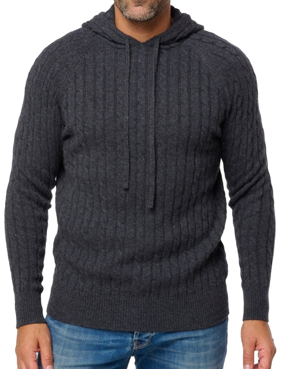 Balldiri 100% Kaschmir Hoodie Herren Kapuzenpullover 4 - fädig - anthrazit meliert - Balldiri