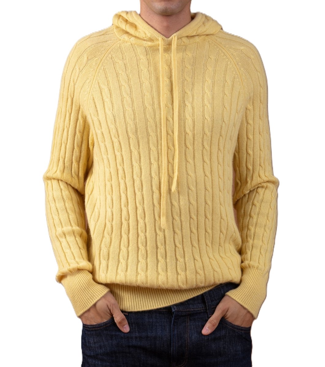 Balldiri 100% Kaschmir Hoodie Herren Kapuzenpullover 4 - fädig - pina colada - Balldiri
