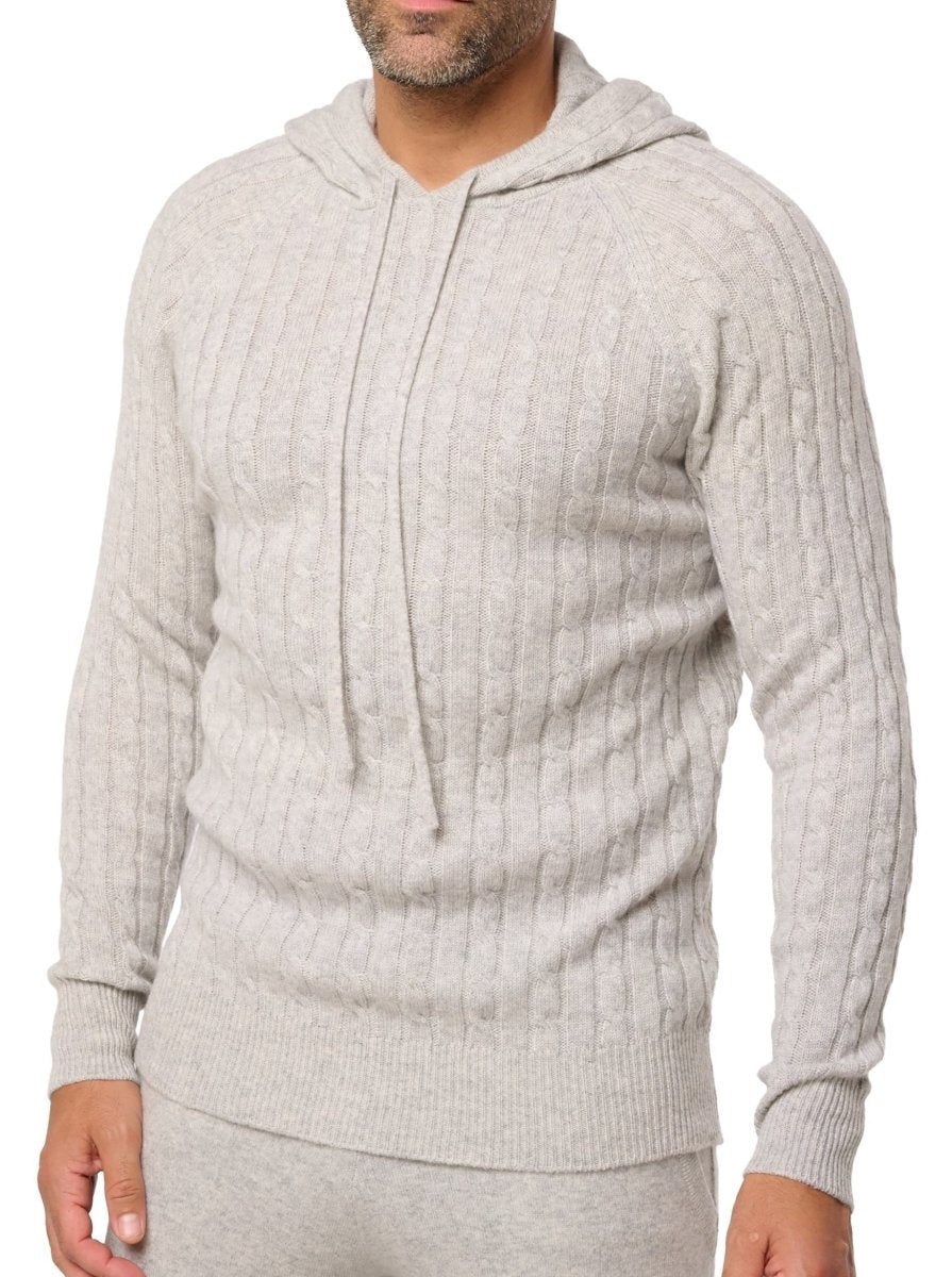 Balldiri 100% Kaschmir Hoodie Herren Kapuzenpullover 4 - fädig - hellgrau - Balldiri