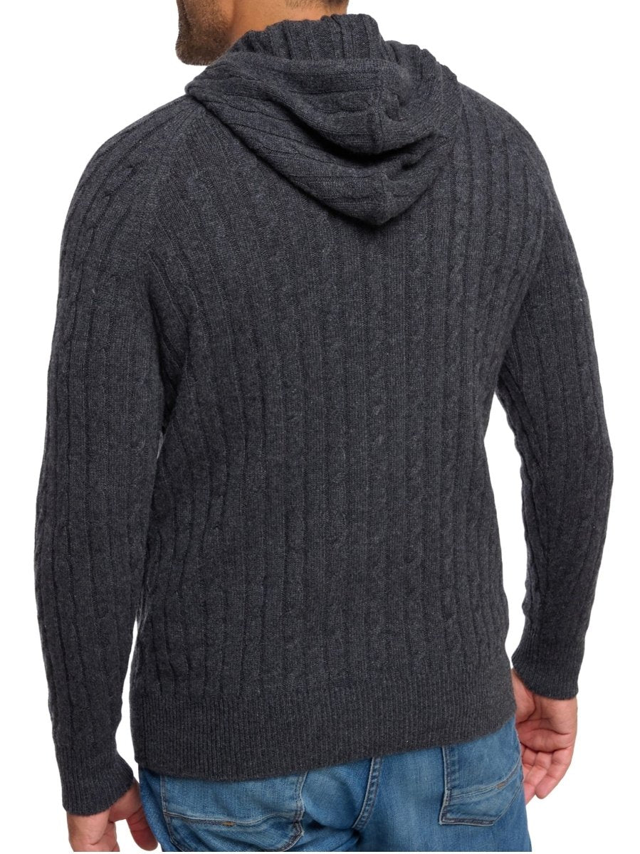 Balldiri 100% Kaschmir Hoodie Herren Kapuzenpullover 4 - fädig - anthrazit meliert - Balldiri