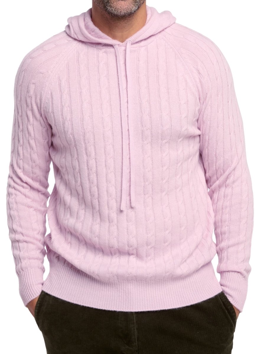 Balldiri 100% Kaschmir Hoodie Herren Kapuzenpullover 4 - fädig - zartrosa - Balldiri