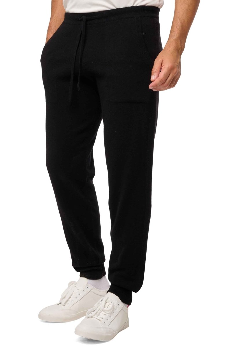 Balldiri 100% Kaschmir Hose Yoga Freizeit Herren 2 - fädig - schwarz - Balldiri
