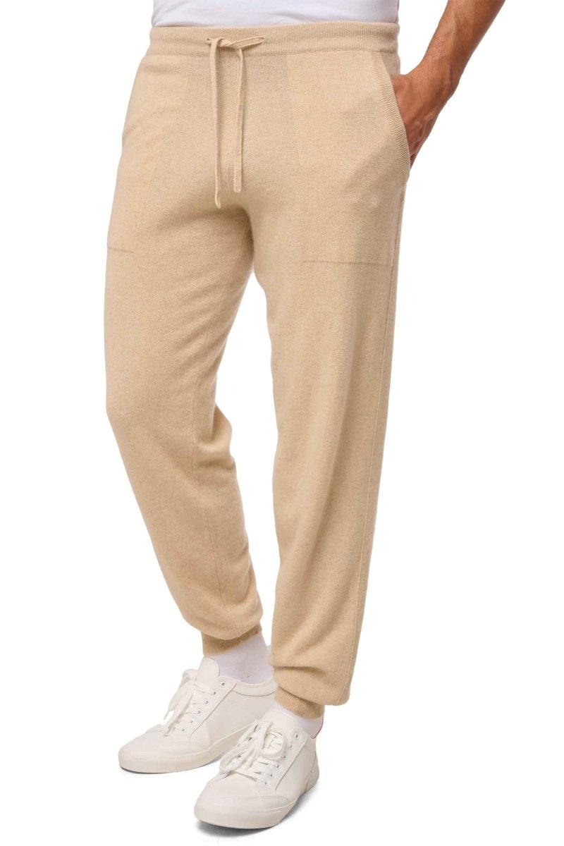 Balldiri 100% Kaschmir Hose Yoga Freizeit Herren 2 - fädig - natural beige - Balldiri