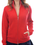 Balldiri 100% Kaschmir Jacke Strickjacke Damen 6 - fädig rot S - Balldiri
