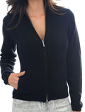 Balldiri 100% Kaschmir Jacke Strickjacke Damen 6 - fädig schwarz 2XL - Balldiri