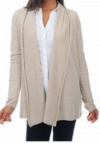 Balldiri 100% Kaschmir Jacke Strickjacke Longstrickjacke Damen 2 - fädig beige S - Balldiri