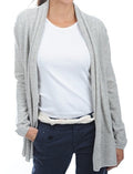 Balldiri 100% Kaschmir Jacke Strickjacke Longstrickjacke Damen 2 - fädig hellgrau M - Balldiri