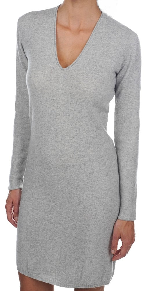 Balldiri 100% Kaschmir Kleid Damen 2 - fädig hellgrau - Eleganz in Kaschmir - Balldiri