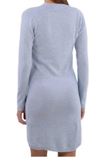 Balldiri 100% Kaschmir Kleid Damen V - Ausschnitt 2 - fädig für elegante Auftritte - himmelblau - Balldiri