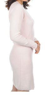 Balldiri 100% Kaschmir Kleid Damen V - Ausschnitt 2 - fädig für elegante Auftritte - zartrosa - Balldiri