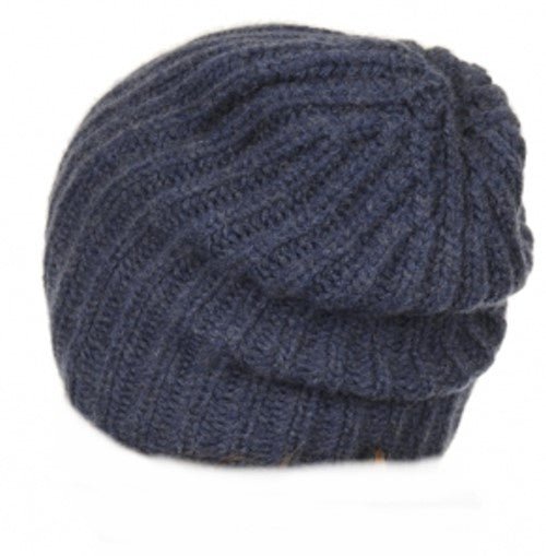 Balldiri 100% Kaschmir Kopfbekleidung mit Rippenmuster 12 - fädig - indigo - Balldiri