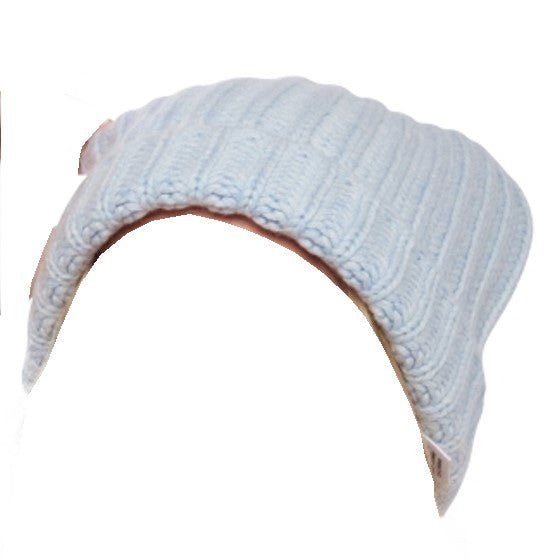 Balldiri 100% Kaschmir Kopfbekleidung mit Rippenmuster 12 - fädig - himmelblau - Balldiri