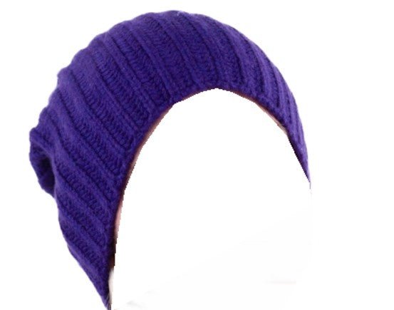 Balldiri 100% Kaschmir Kopfbekleidung mit Rippenmuster 12 - fädig - violett - Balldiri