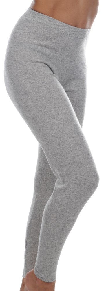 Balldiri 100% Kaschmir Leggings Yoga Damen 2 - fädig hellgrau L - Balldiri