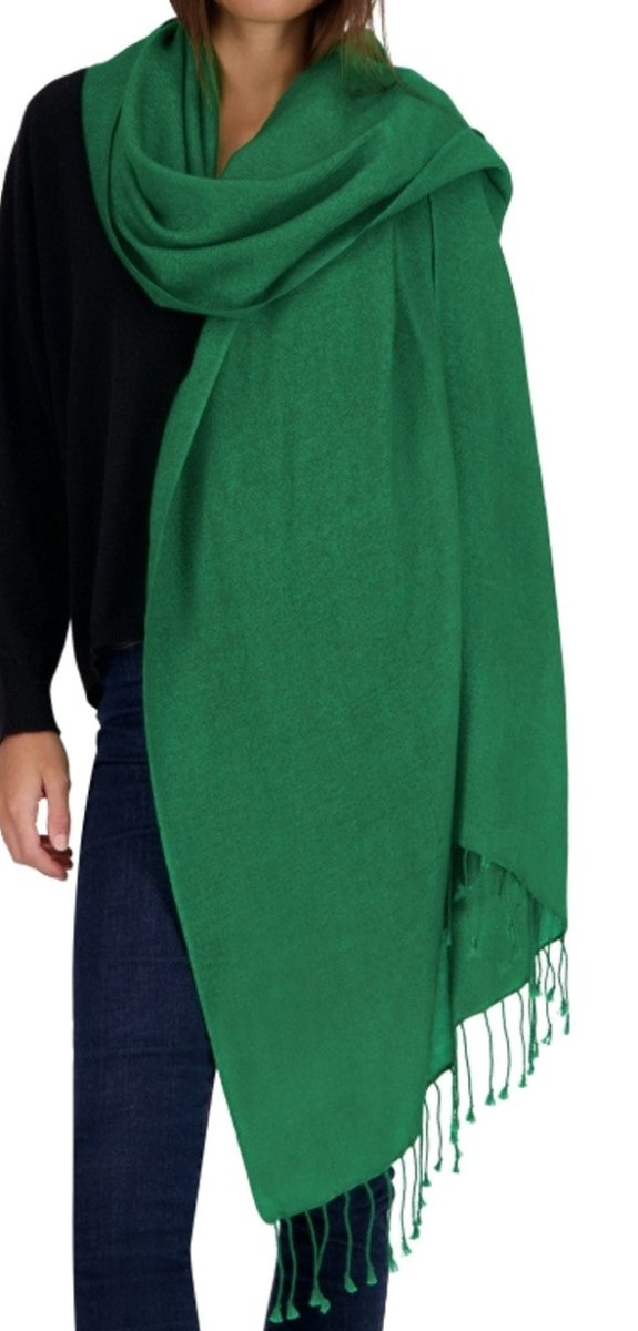 Balldiri 100% Kaschmir Pashmina Schal 201 x 71 cm 2 - fädig - kräftiges grün - Balldiri