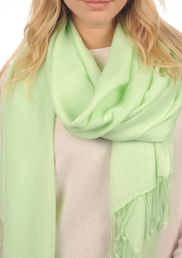 Balldiri 100% Kaschmir Pashmina Schal 201 x 71 cm 2 - fädig - weiß - Balldiri