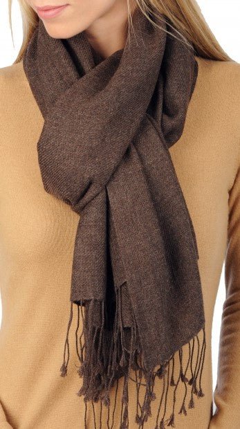 Balldiri 100% Kaschmir Pashmina Schal 201 x 71 cm 2 - fädig - braun meliert - Balldiri