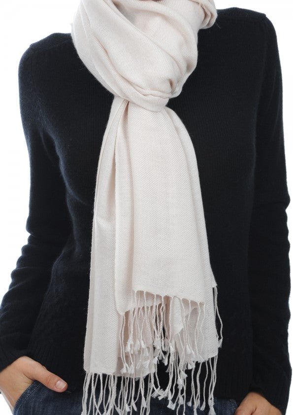 Balldiri 100% Kaschmir Pashmina Schal 201 x 71 cm 2 - fädig - sand - Balldiri