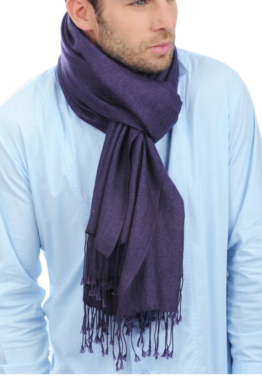 Balldiri 100% Kaschmir Pashmina Schal 201 x 71 cm 2 - fädig - brombeere - Balldiri