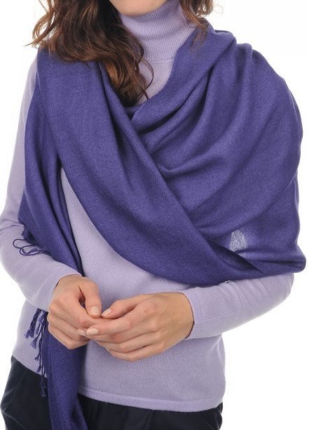 Balldiri 100% Kaschmir Pashmina Schal 201 x 71 cm 2 - fädig - blauviolett - Balldiri