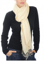 Balldiri 100% Kaschmir Pashmina Schal 201 x 71 cm 2 - fädig - champagner/gold - Balldiri