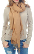 Balldiri 100% Kaschmir Pashmina Schal 201 x 71 cm 2 - fädig - camel - Balldiri