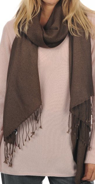 Balldiri 100% Kaschmir Pashmina Schal 201 x 71 cm 2 - fädig - safari - Balldiri