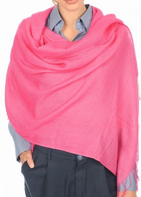 Balldiri 100% Kaschmir Pashmina Schal 201 x 71 cm 2 - fädig - leuchtendes rosa - Balldiri