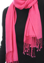 Balldiri 100% Kaschmir Pashmina Schal 201 x 71 cm 2 - fädig - himbeer - Balldiri