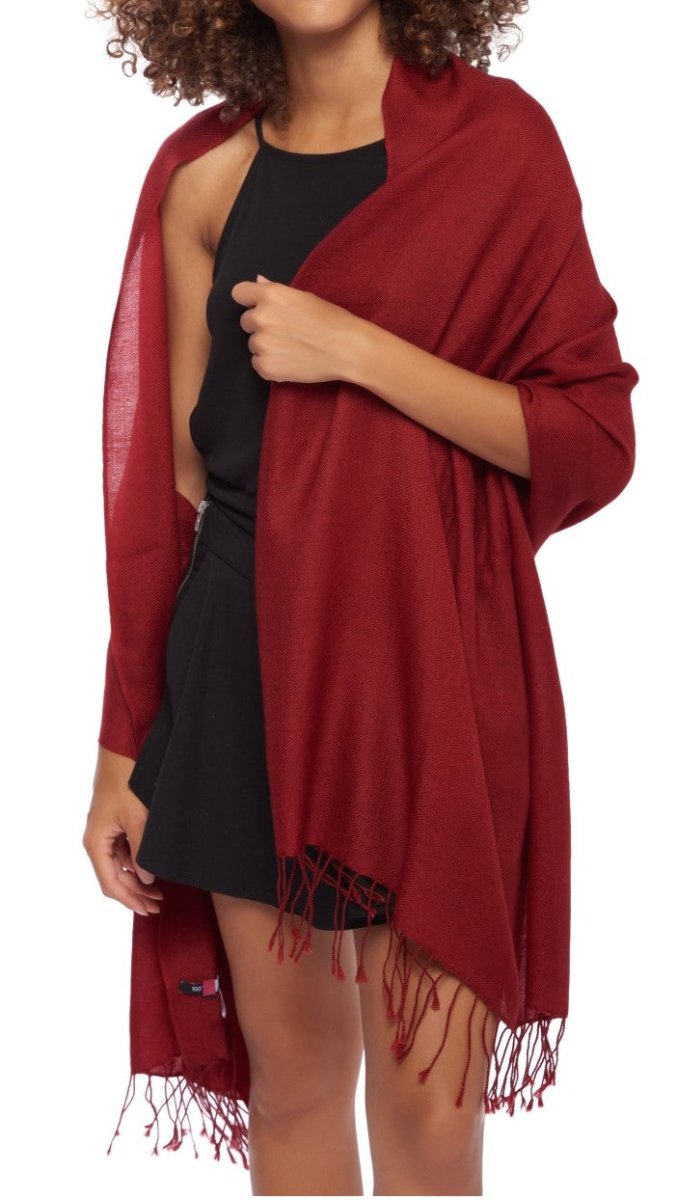 Balldiri 100% Kaschmir Pashmina Schal 201 x 71 cm 2 - fädig - sienna - Balldiri