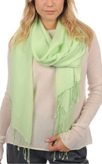 Balldiri 100% Kaschmir Pashmina Schal 201 x 71 cm 2 - fädig - helles grün - Balldiri