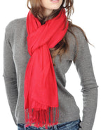 Balldiri 100% Kaschmir Pashmina Schal 201 x 71 cm 2 - fädig - rote johannisbeere - Balldiri