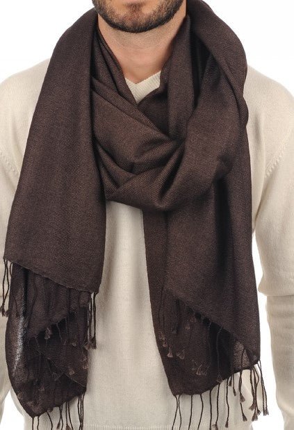 Balldiri 100% Kaschmir Pashmina Schal 201 x 71 cm 2 - fädig - braun meliert - Balldiri