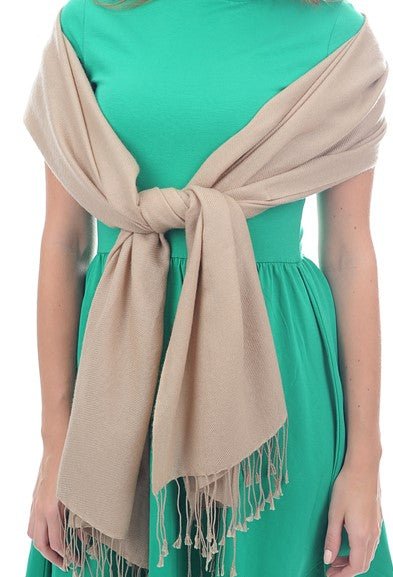 Balldiri 100% Kaschmir Pashmina Schal 201 x 71 cm 2 - fädig - beige - Balldiri