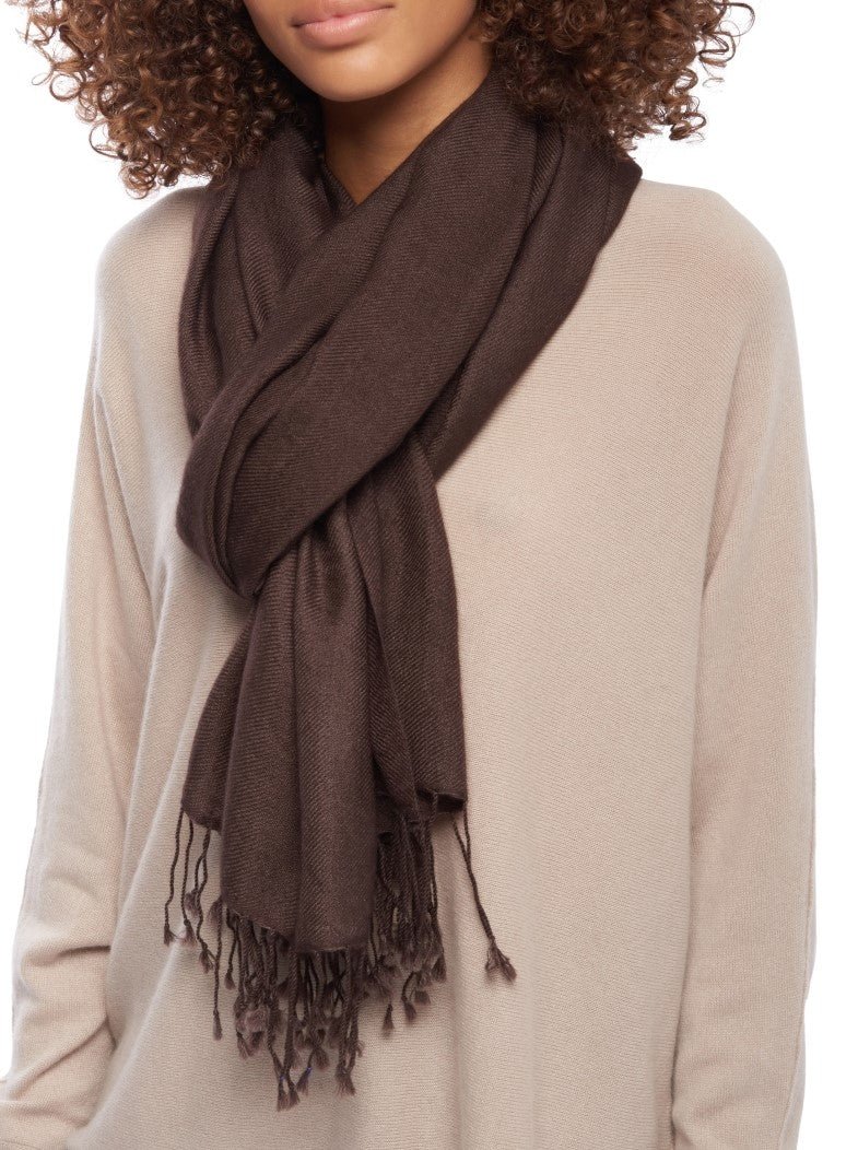 Balldiri 100% Kaschmir Pashmina Schal 201 x 71 cm 2 - fädig - brownies - Balldiri