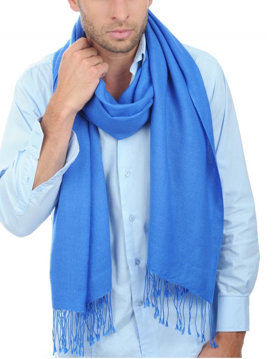 Balldiri 100% Kaschmir Pashmina Schal 201 x 71 cm 2 - fädig - kornblume - Balldiri