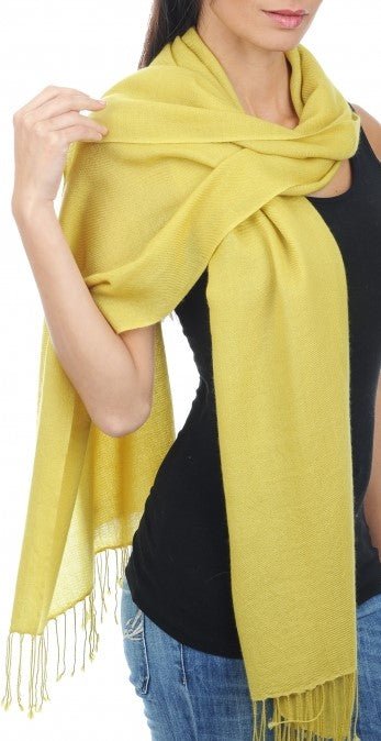 Balldiri 100% Kaschmir Pashmina Schal 201 x 71 cm 2 - fädig - sellerie - Balldiri