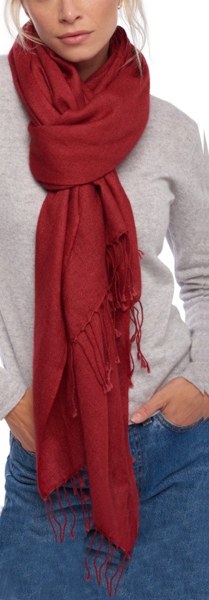 Balldiri 100% Kaschmir Pashmina Schal 201 x 71 cm 2 - fädig - kupferrot - Balldiri