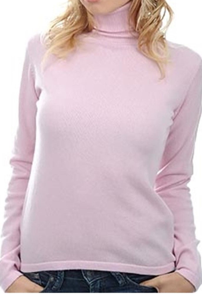 Balldiri 100% Kaschmir Pullover Damen Rollkragen 2 - fädig zartrosa S - Balldiri