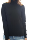 Balldiri 100% Kaschmir Pullover Damen Rollkragen mit Bündchen 2 - fädig schwarz 3XL - Balldiri