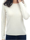Balldiri 100% Kaschmir Pullover Damen Rundhals 2 - fädig ecru meliert S - Balldiri