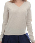 Balldiri 100% Kaschmir Pullover Damen V - Ausschnitt 2 - fädig ecru M - Balldiri