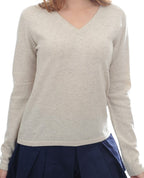 Balldiri 100% Kaschmir Pullover Damen V - Ausschnitt 2 - fädig ecru M - Balldiri