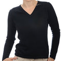 Balldiri 100% Kaschmir Pullover Damen V - Ausschnitt 2 - fädig schwarz XS - Balldiri