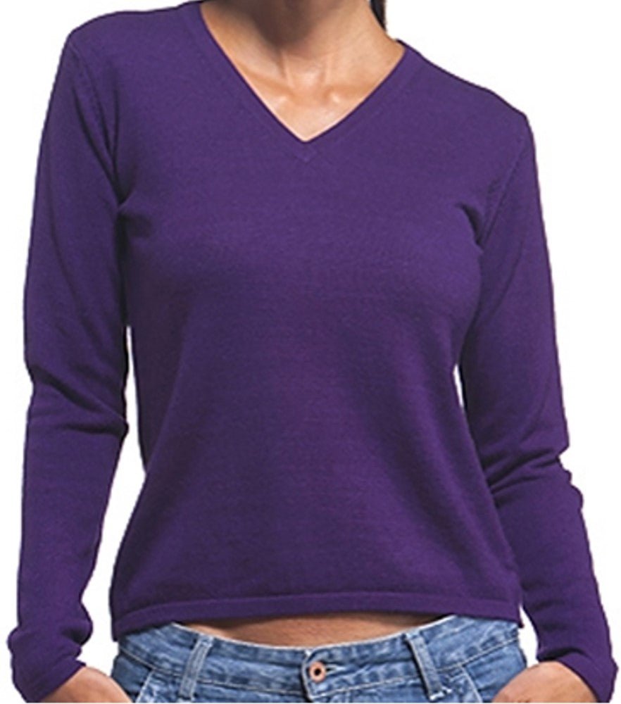 Balldiri 100% Kaschmir Pullover Damen V - Ausschnitt 2 - fädig violett M - Balldiri