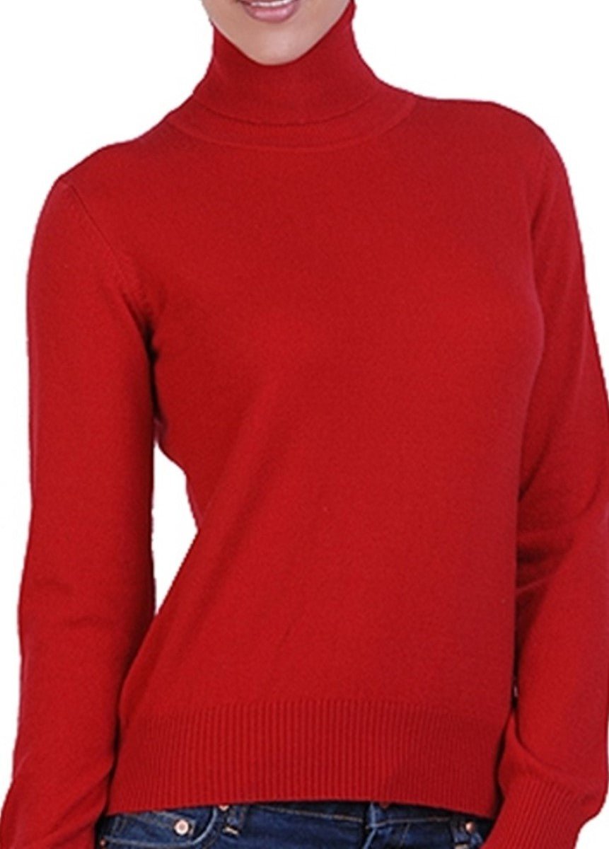 Balldiri 100% Kaschmir Pullover Damen V - Ausschnitt Bündchen2 - fädig rot L - Balldiri