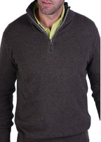 Balldiri 100% Kaschmir Pullover Herren 4 - fädig Troyer Polo braun M - Balldiri