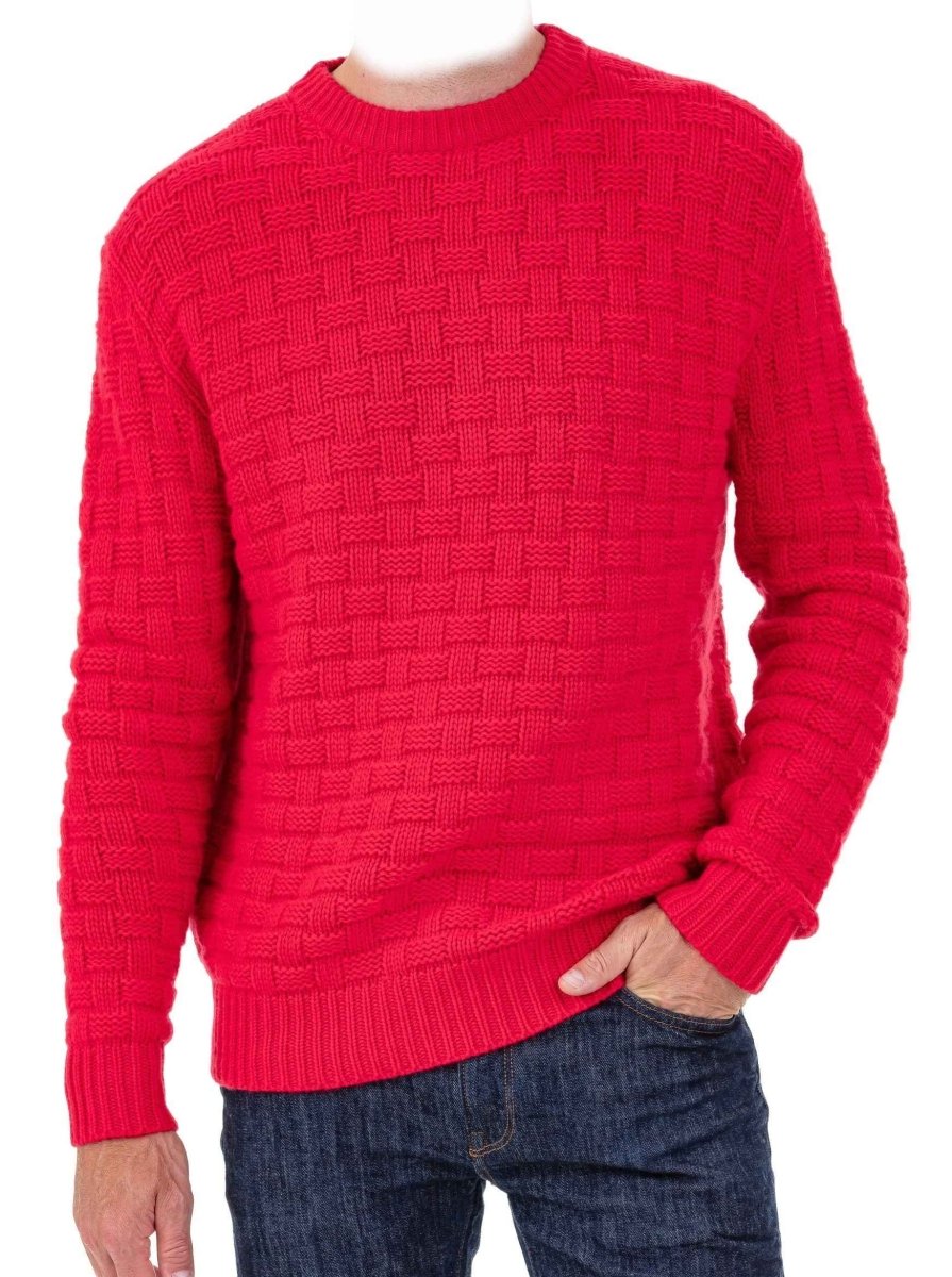 Balldiri 100% Kaschmir Pullover Herren Rundhals 14 - fädig - rot - Balldiri